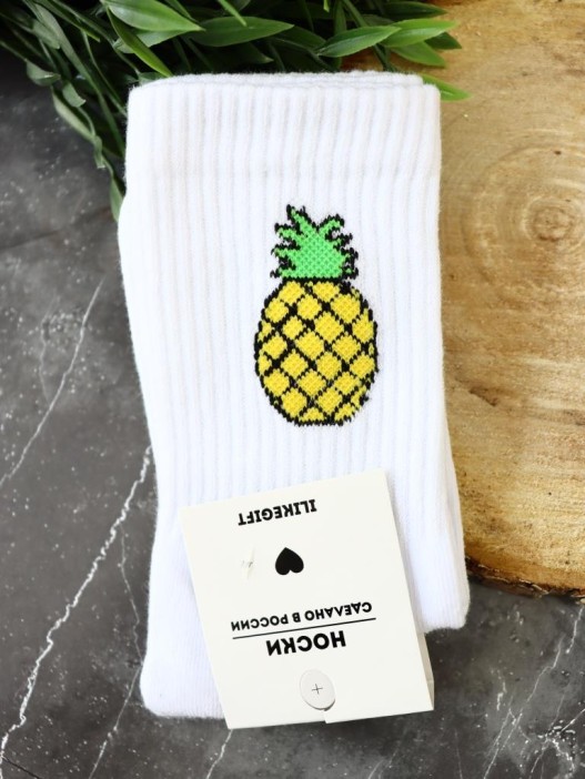 Носки женские "Pineapple", р. 35-40, белый 