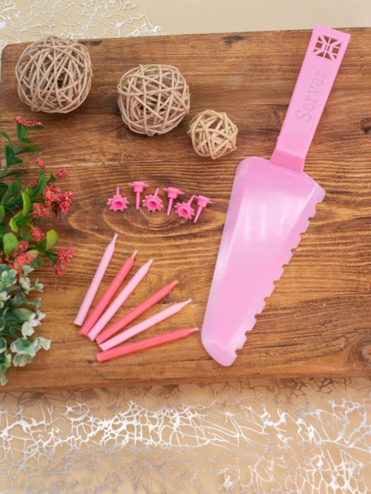 Набор свечей с лопаткой для торта &quot;Slice&amp;light&quot; 24 шт., pink (7,8 см) 