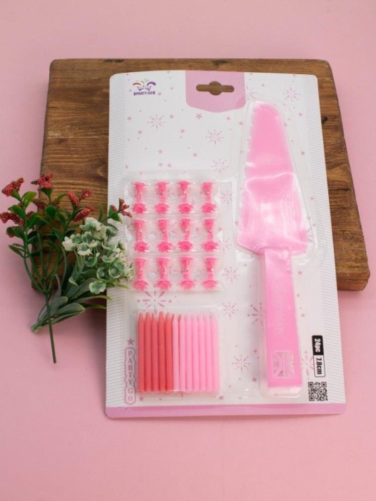 Набор свечей с лопаткой для торта &quot;Slice&amp;light&quot; 24 шт., pink (7,8 см) 