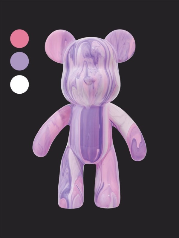 Набор для творчества с красками (3*60 мл) "Fluid bear", 23 см (розовый/сиреневый/белый) 