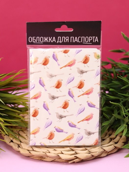 ОБЛОЖКА ДЛЯ ПАСПОРТА " Bird Pattern", плотность 600 мкм 