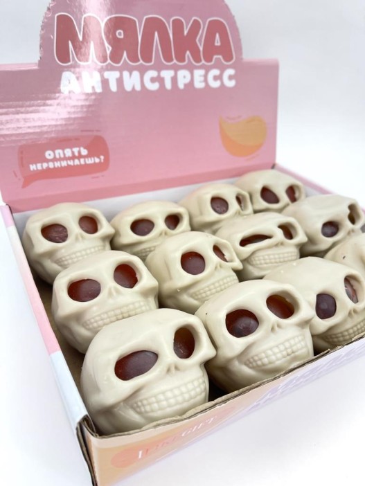 Мялка - антистресс «Skull brains», шоу-бокс 12 шт. 