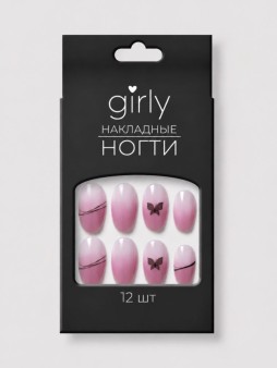 Накладные ногти GIRLY «Утонченность», 12 шт., с клеевыми пластинами