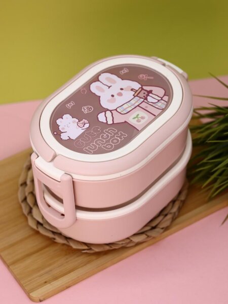 Ланчбокс "Cute bunny", pink, 2000 ml 