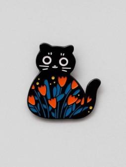 Значок металлический iLikeGift "Котик-тюльпан"
