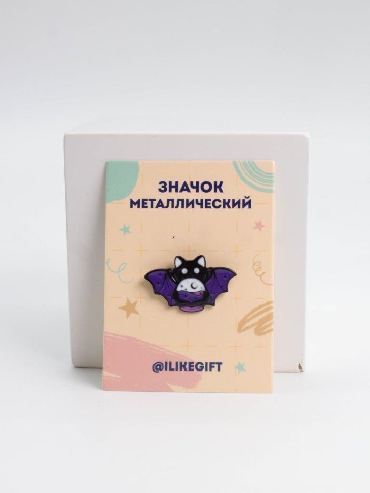 Значок металлический iLikeGift "Кот летучая мышь"