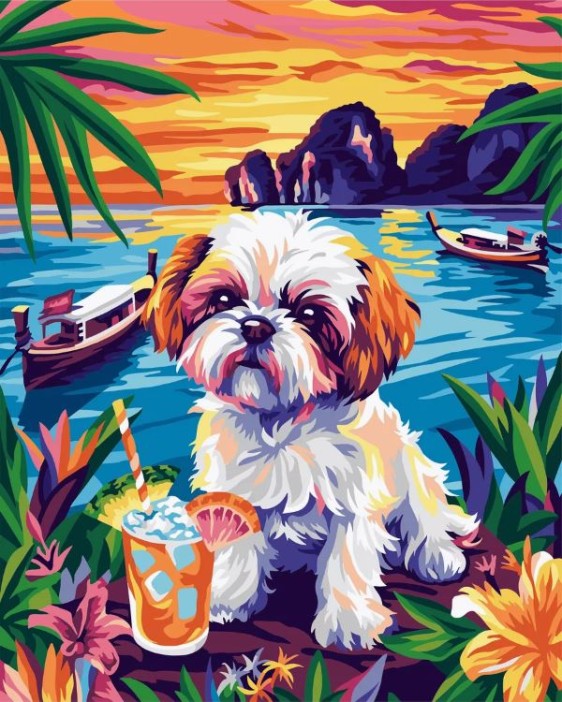 Картина по номерам 40*50 &quot;Тропический отдых&quot; (24 цвета) 