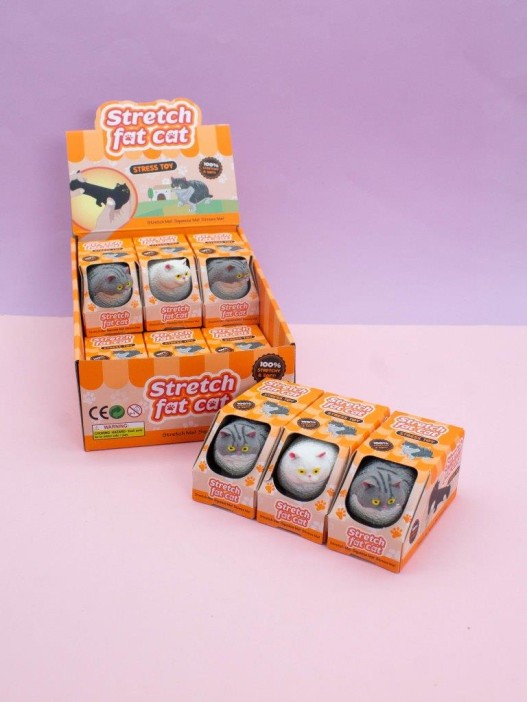 Мялка - антистресс «Fat cat», шоубокс 12 шт. 