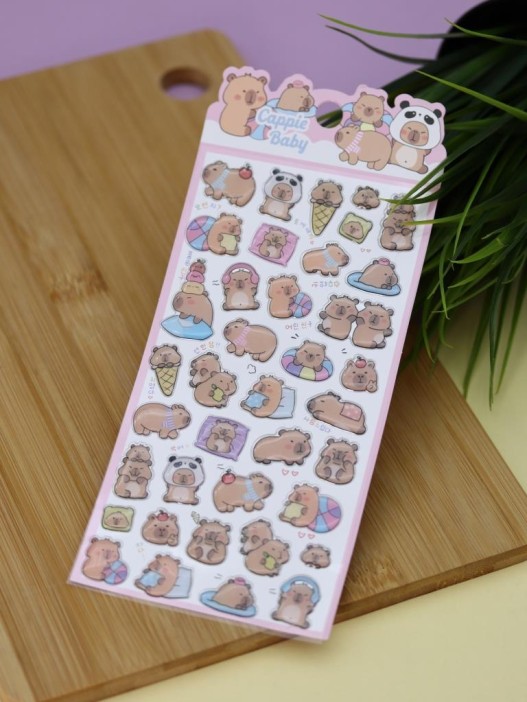 Наклейки объемные "Sleepy Capybara" (20,5*9 см) 