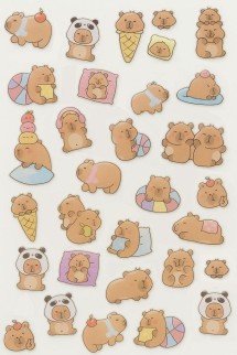Наклейки объемные "Sleepy Capybara" (20,5*9 см)