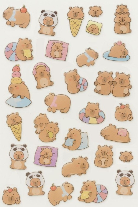 Наклейки объемные "Sleepy Capybara" (20,5*9 см) 