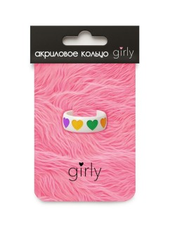 Кольцо акриловое GIRLY "Abundance of hearts", white (d=1,7 см)