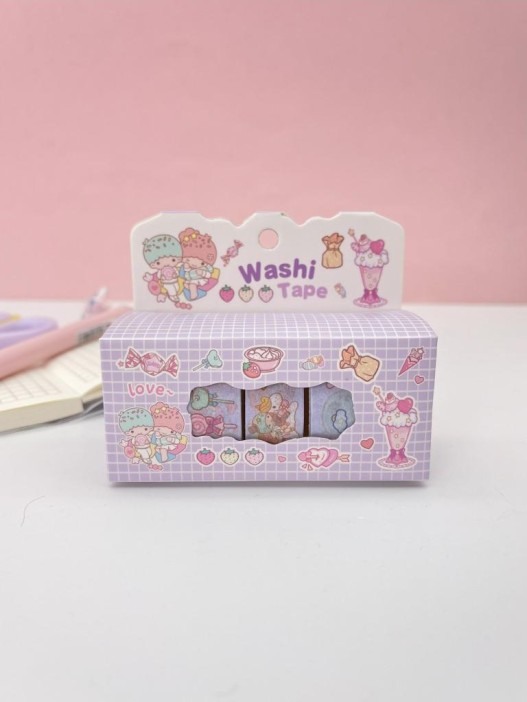 Набор декоративного скотча 4 шт. &quot;Cute ballon&quot; purple, шоу-бокс 12 шт. 