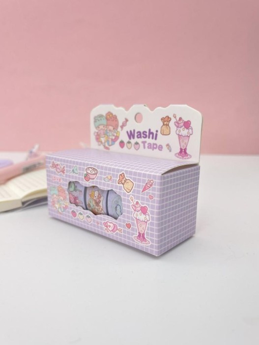 Набор декоративного скотча 4 шт. &quot;Cute ballon&quot; purple, шоу-бокс 12 шт. 