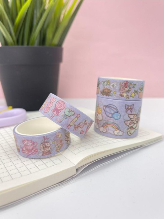 Набор декоративного скотча 4 шт. &quot;Cute ballon&quot; purple, шоу-бокс 12 шт. 