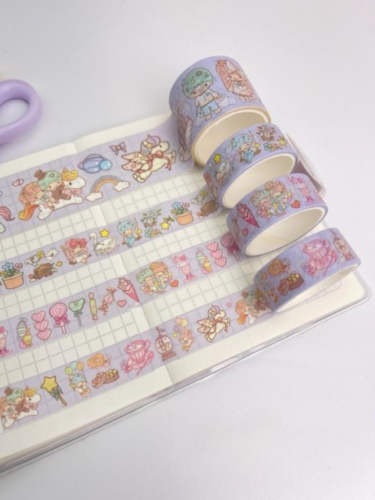 Набор декоративного скотча 4 шт. &quot;Cute ballon&quot; purple, шоу-бокс 12 шт. 