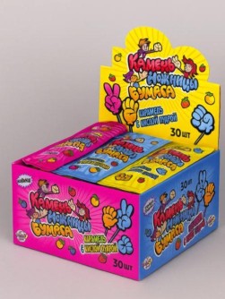 Карамель леденцовая с кислой пудрой «Камень-ножницы-бумага», 30шт.