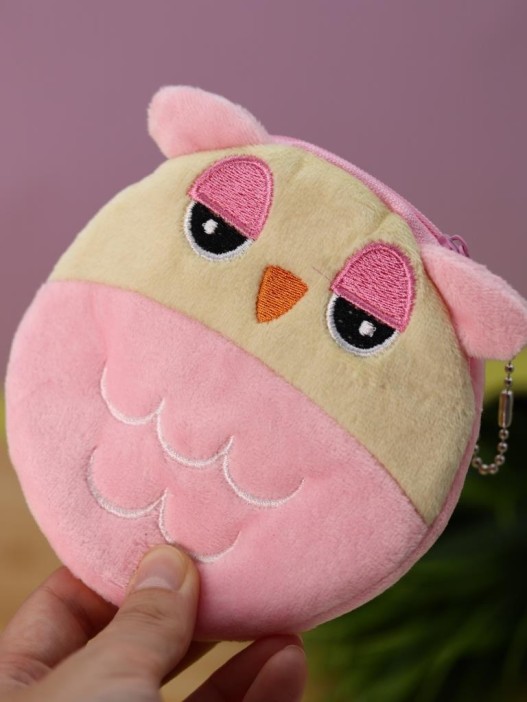 Кошелёк плюшевый &quot;Pink owl&quot;, pink (11*10 см) 