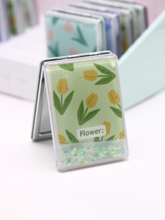 Зеркало раскладное шейкер &quot;Тюльпан&quot;, жёлтое, 8*6 см 