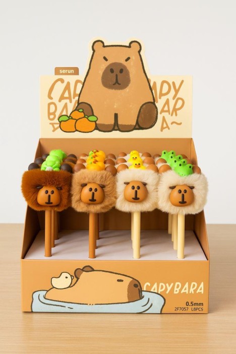 Ручка с помпоном &quot;Funny capybara&quot;, mix 