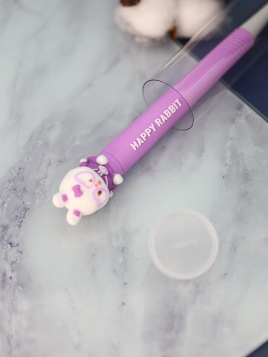 Зубная щётка для взрослых iLikeGift "Мечтательный зайка", фиолетовый (21 см) 