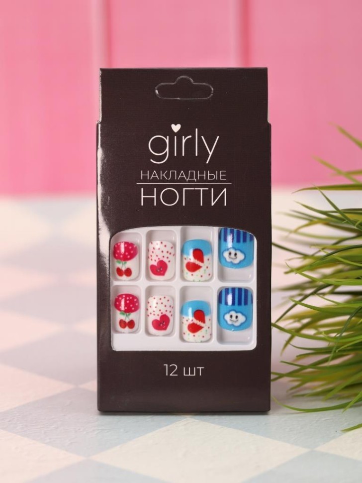 Накладные ногти GIRLY "Разнообразие", 12 шт., с клеевыми пластинами