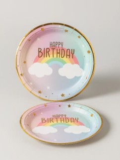 Набор бумажных тарелок 8 шт. &quot;Happy rainbow day&quot; (180 мм)