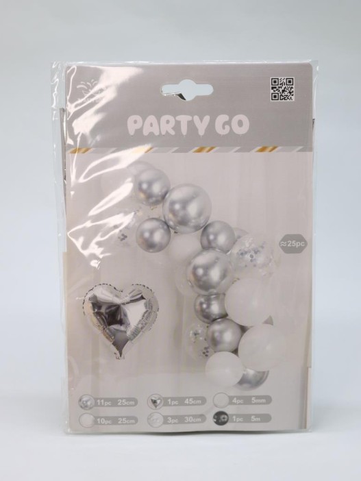 Набор воздушных шаров 25 шт. &quot;Air heart&quot;, silver 