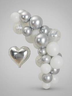 Набор воздушных шаров 25 шт. "Air heart", silver