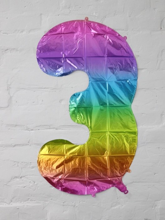 Шар фольгированный &quot;Multicolour numbers&quot; цифра 3, (80 см) 