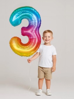 Шар фольгированный "Multicolour numbers" цифра 3, (80 см)