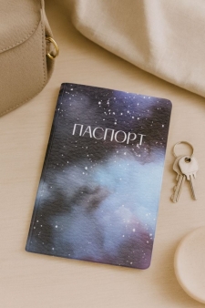 Обложка для паспорта из искусственной кожи "Звездное небо", плотность 800 мкм