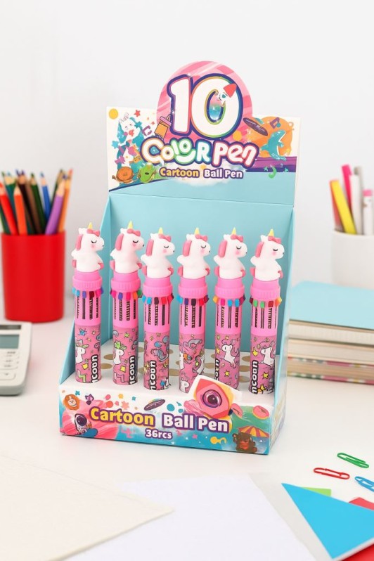 Разноцветная ручка 10 в 1 &quot;Beautiful unicorn&quot;, mix, шоу-бокс 36 шт. 