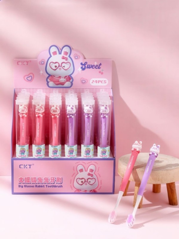 Зубная щётка для взрослых iLikeGift "Мечтательный зайка" (21 см), шоу-бокс 24 шт.