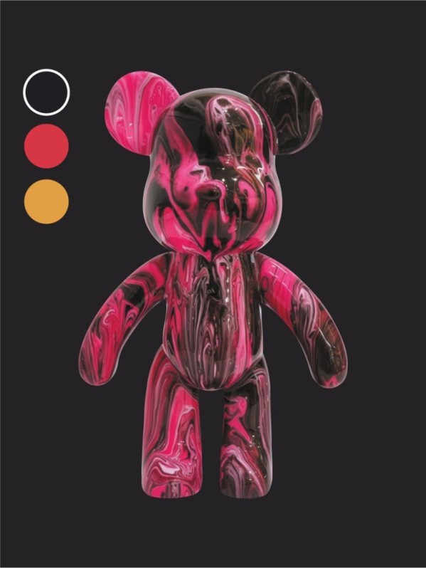 Набор для творчества с красками (3*60 мл) "Fluid bear", 23 см (красный/чёрный/золотой) 