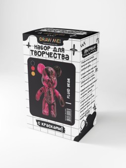 Набор для творчества с красками (3*60 мл) "Fluid bear", 23 см (красный/чёрный/золотой)
