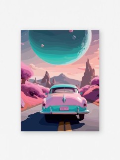 Набор мини открыток 10 шт. "Розовая машина", 7.5*9.5см