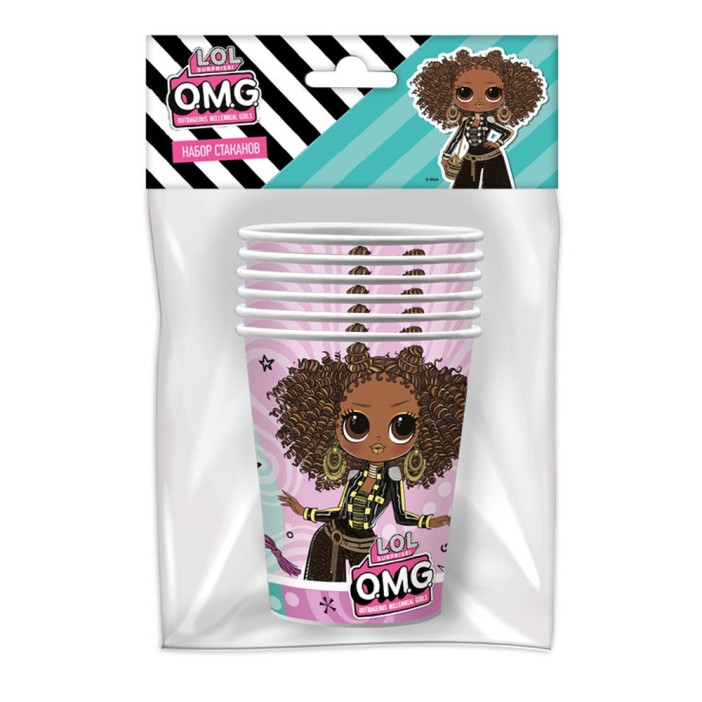 Набор бумажных стаканов 6 шт. &quot;LOL OMG&quot;, 250 мл 