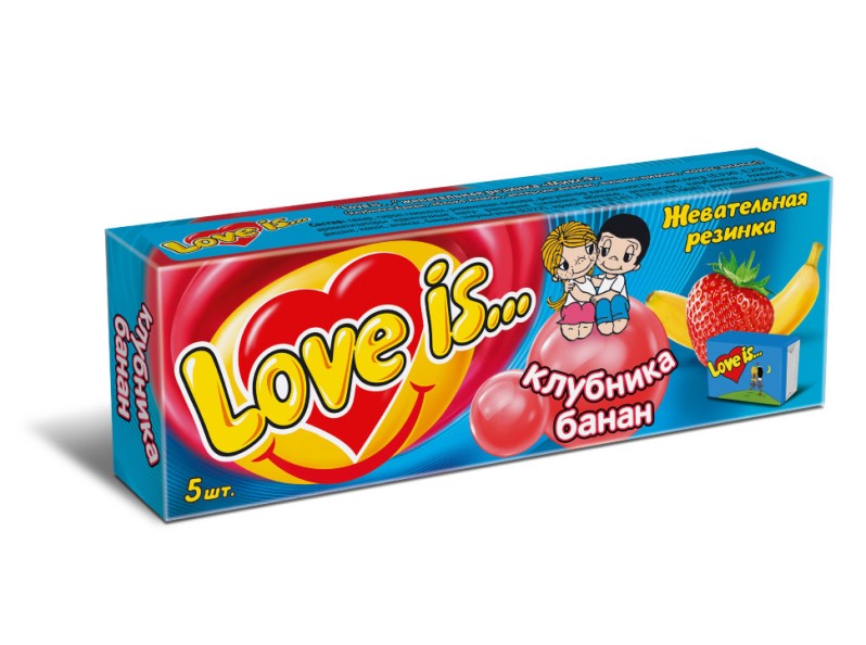 Жевательная резинка &quot;Love is&quot; Клубника Банан 5 шт 