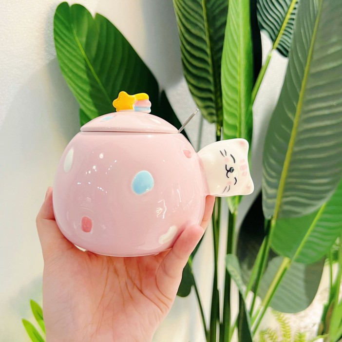 Кружка «Cat fireworks», pink (430 ml) 