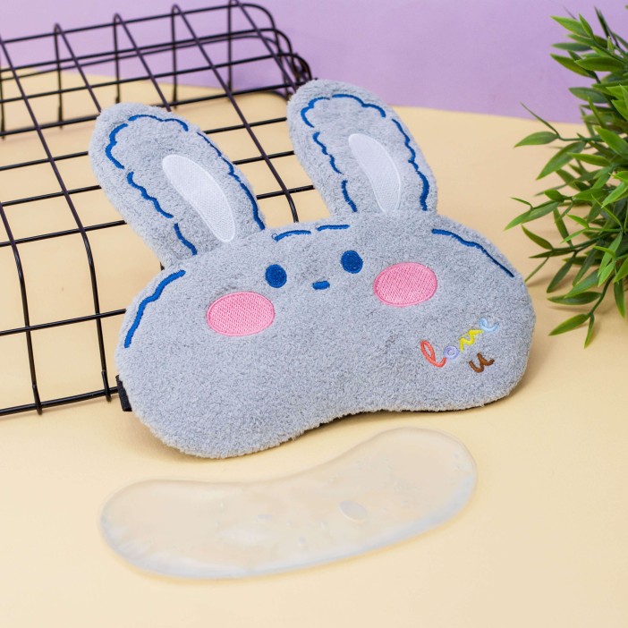 Маска для сна гелевая "Face rabbit", gray 