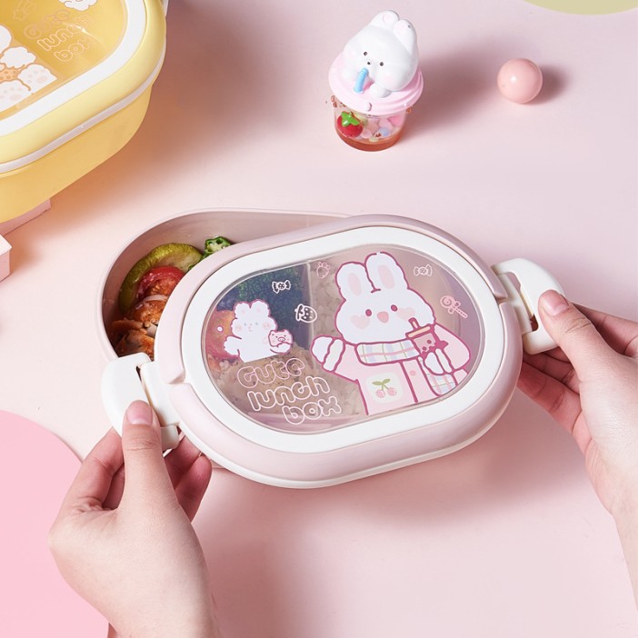 Ланчбокс "Cute bunny", pink, 1000 ml 