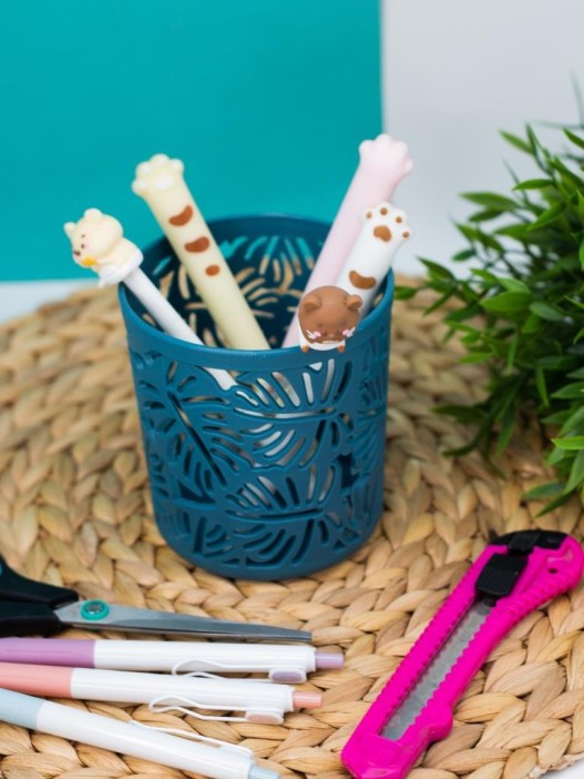 Стакан для канцелярских принадлежностей "Leaves", blue 