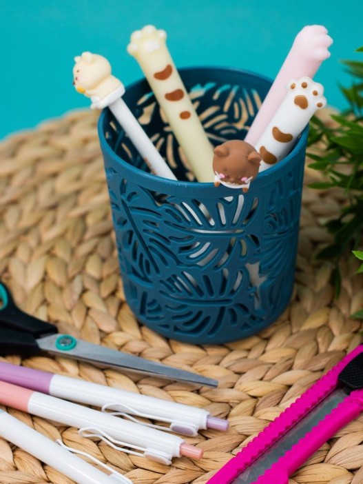 Стакан для канцелярских принадлежностей "Leaves", blue 