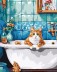 Картина по номерам 40*50 "Кот в ванной" (23 цвета) 