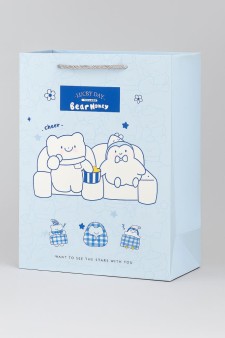 Пакет подарочный (S) "Bear friends, duckling", blue (24.5*19.5*9.5)