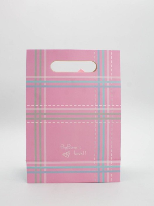 Пакет подарочный (M) &quot;Simple plaid&quot;, pink (19x 9 x 27) 