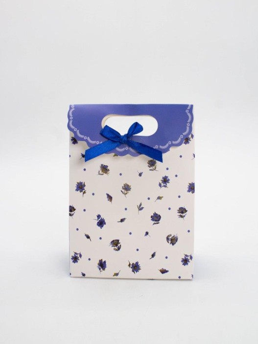 Пакет подарочный (XS) &quot;Many flowers&quot;, blue (12x6x16) 