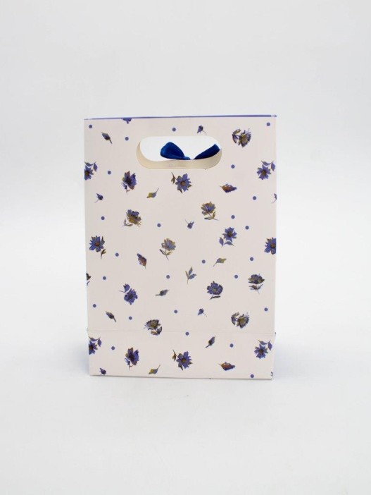 Пакет подарочный (XS) &quot;Many flowers&quot;, blue (12x6x16) 