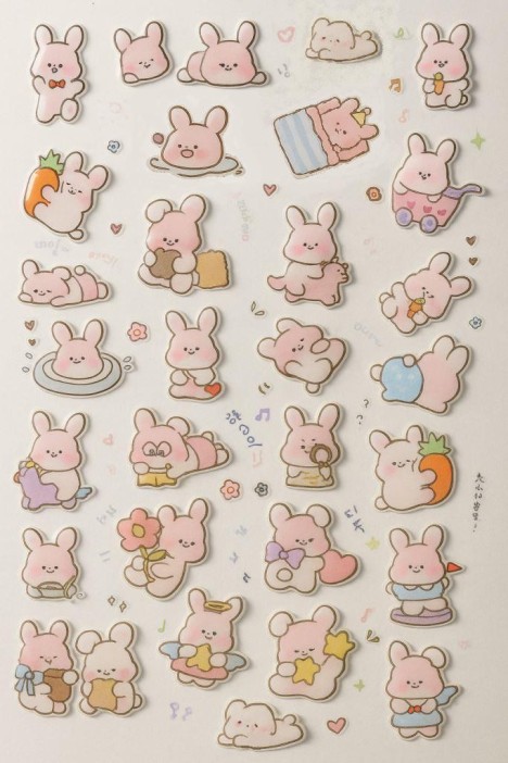 Наклейки объемные &quot;Wind-up bunny&quot; (20,5*9 см) 